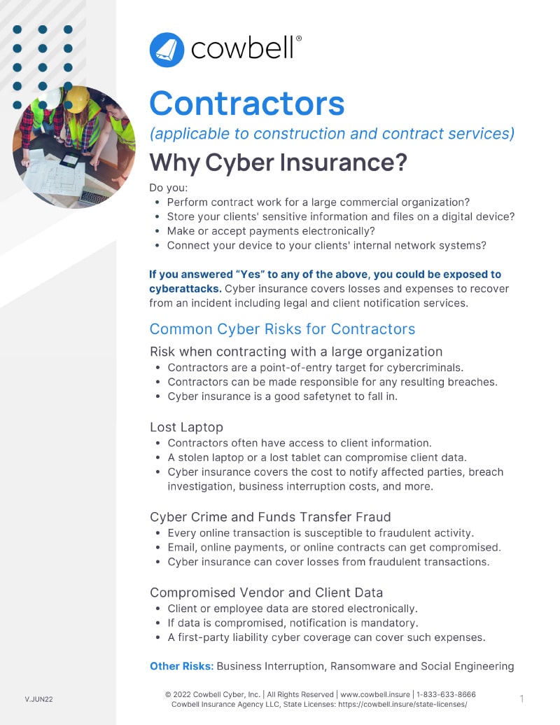 Cowbell – Standalone Cyber Insurance for Contractors Cowbell - Standalone Cyber Insurance for Contractors