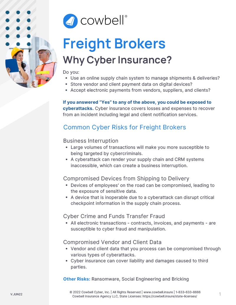 Cowbell – Standalone Cyber Insurance for Freight Brokers Cowbell - Standalone Cyber Insurance for Freight Brokers