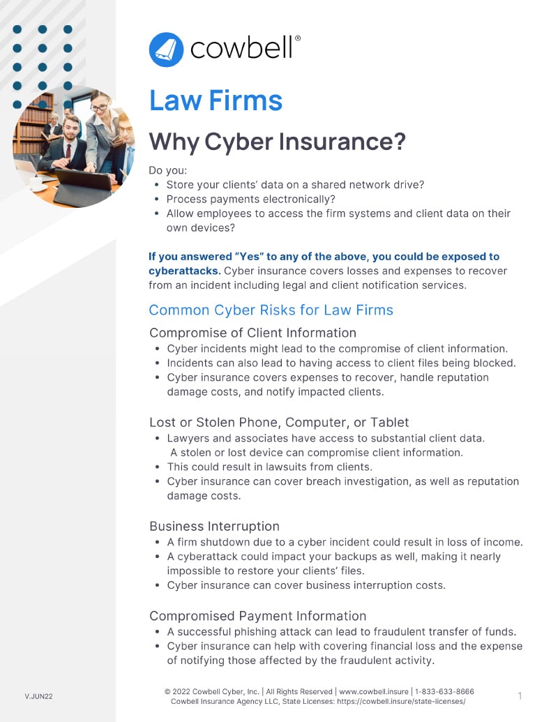 Cowbell – Standalone Cyber Insurance for Law Firms Cowbell - Standalone Cyber Insurance for Law Firms