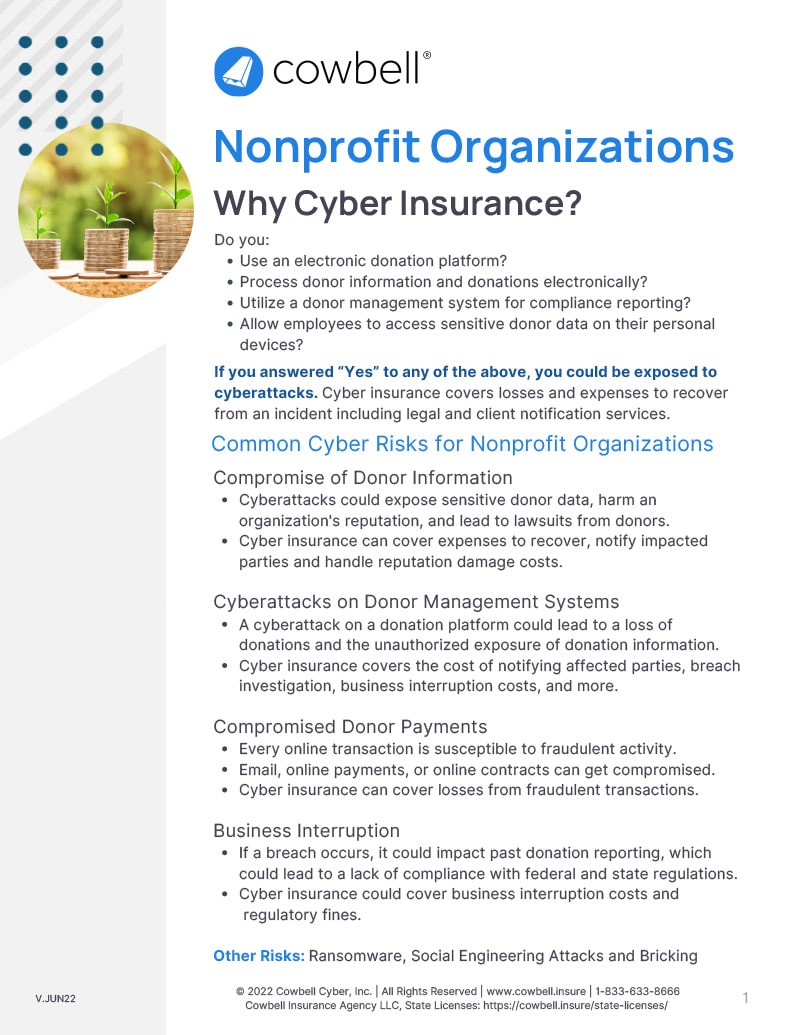 Cowbell – Standalone Cyber Insurance for Nonprofit Organizations Cowbell - Standalone Cyber Insurance for Nonprofit Organizations