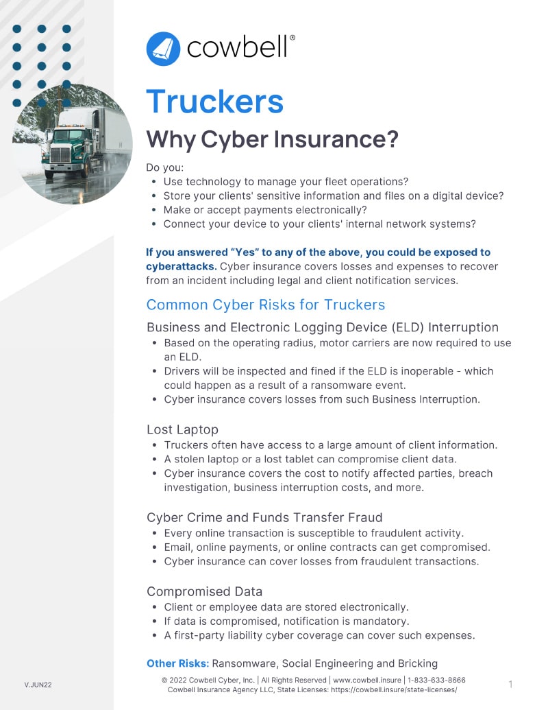 Cowbell – Standalone Cyber Insurance for Truckers Cowbell - Standalone Cyber Insurance for Truckers