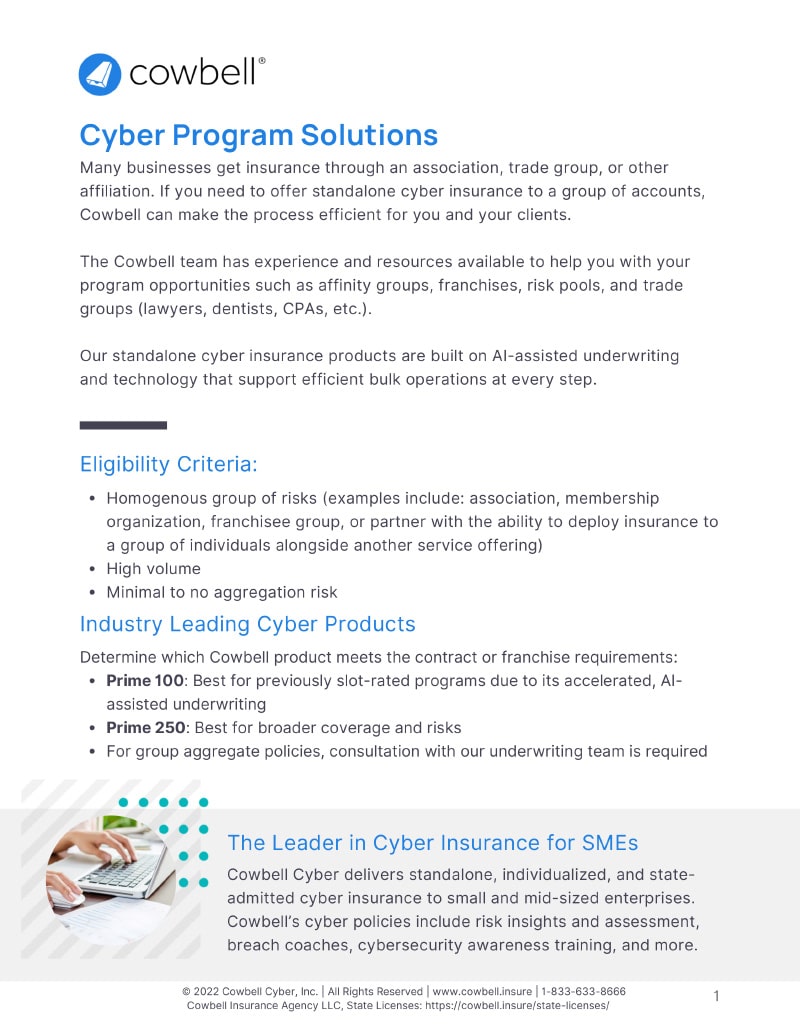 Cowbell Cyber Program Solutions Cowbell Cyber Program Solutions