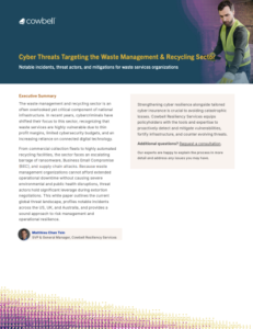 Cyber Threats Targeting the Waste Management Sector